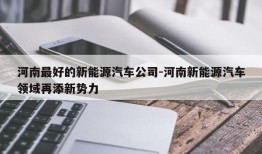 河南最好的新能源汽车公司-河南新能源汽车领域再添新势力