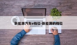 新能源汽车e档位-新能源的档位